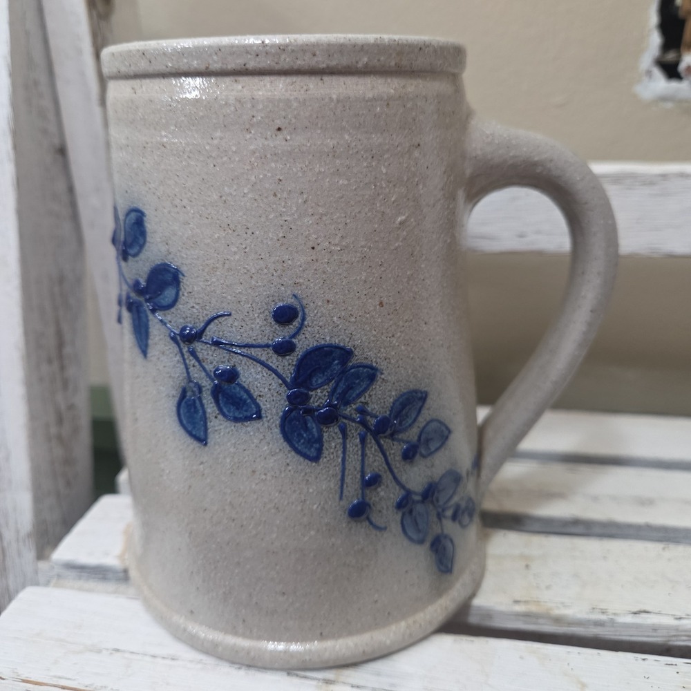 2001 Salmon Falls Vine Stoneware Salt Glazed Pottery Stein Artist Marked